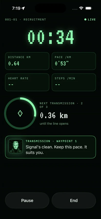 Run waypoint screen